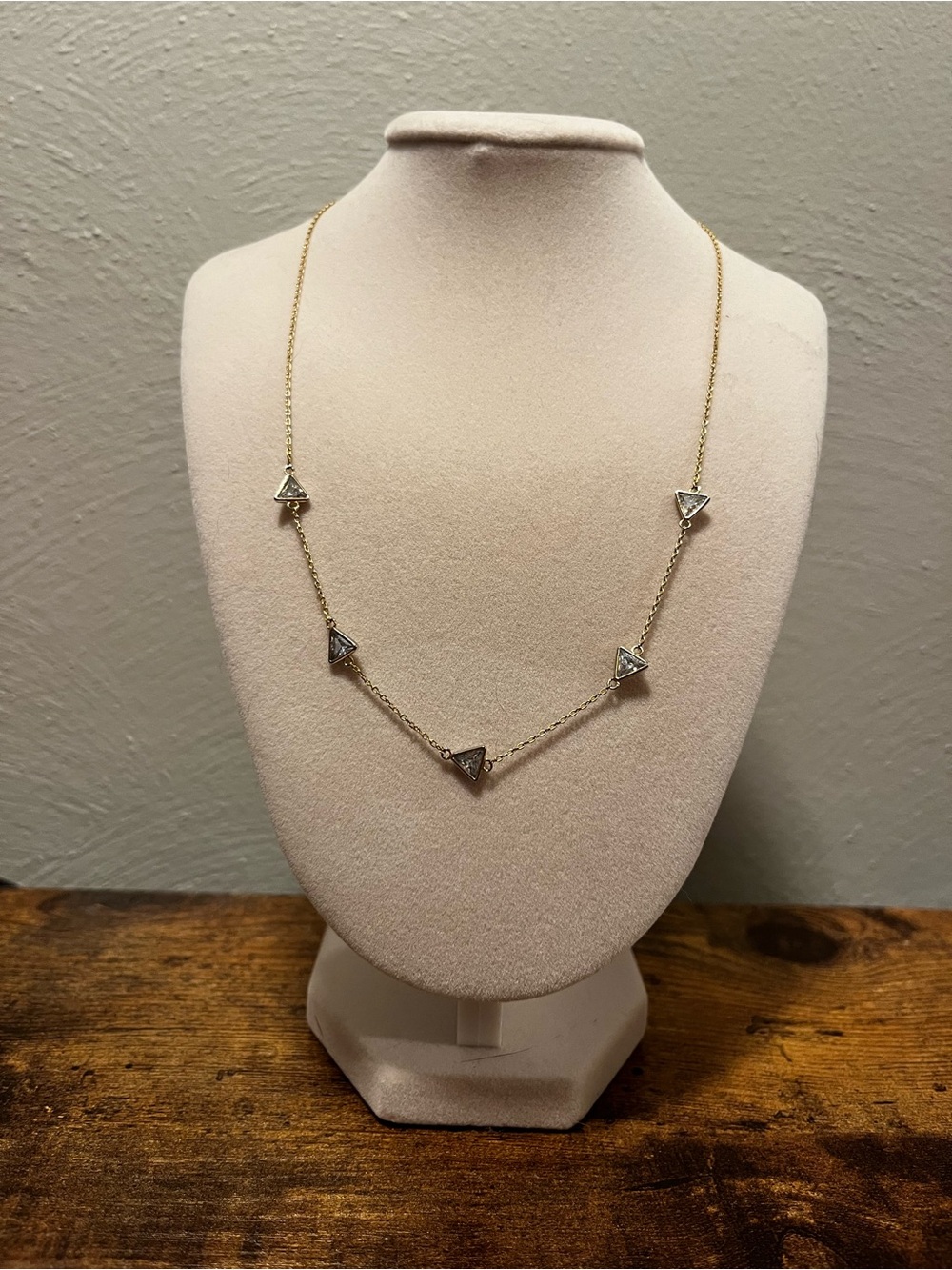 Gold plated Triangle Pavé Station Necklace - Women Jewelry